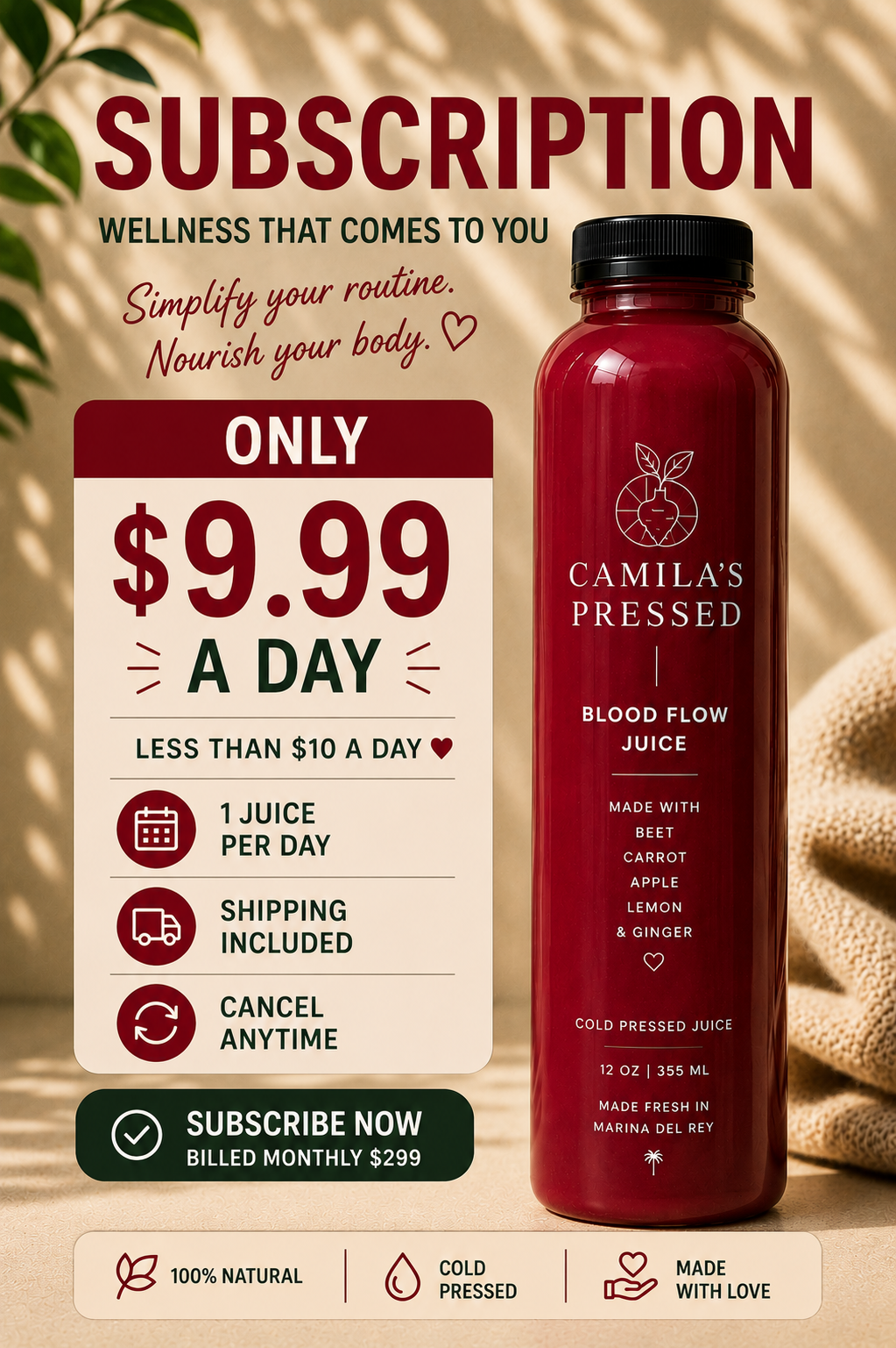 30 X Blood Flow Juice • 12 oz • Weekly Delivery ❤️
